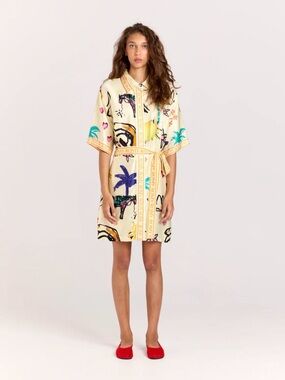 NEW Romy the Brand Cream Printed Shirt Size XS Dress